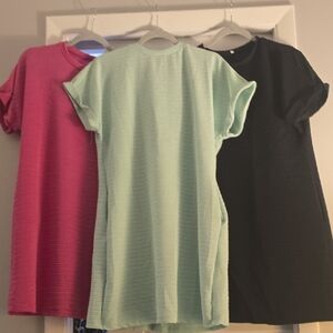 Vibrant Women'sShort Sleeve Dresses - Pink, Mint, and Black